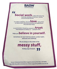 BASW social work tea towel